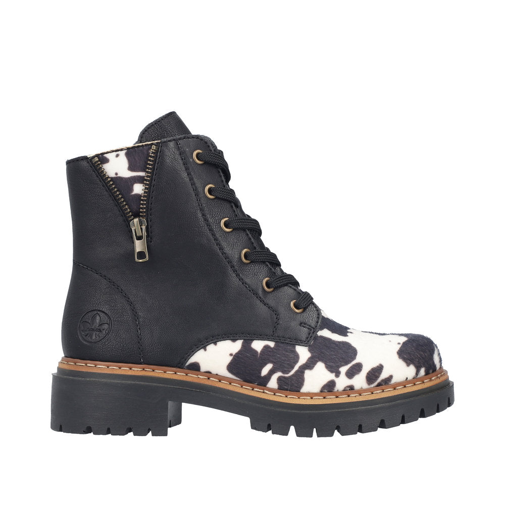 Rieker 72617-01 Black Cow Print Boots