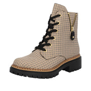 Rieker 72617-60 Beige Patterned Lace up Boots