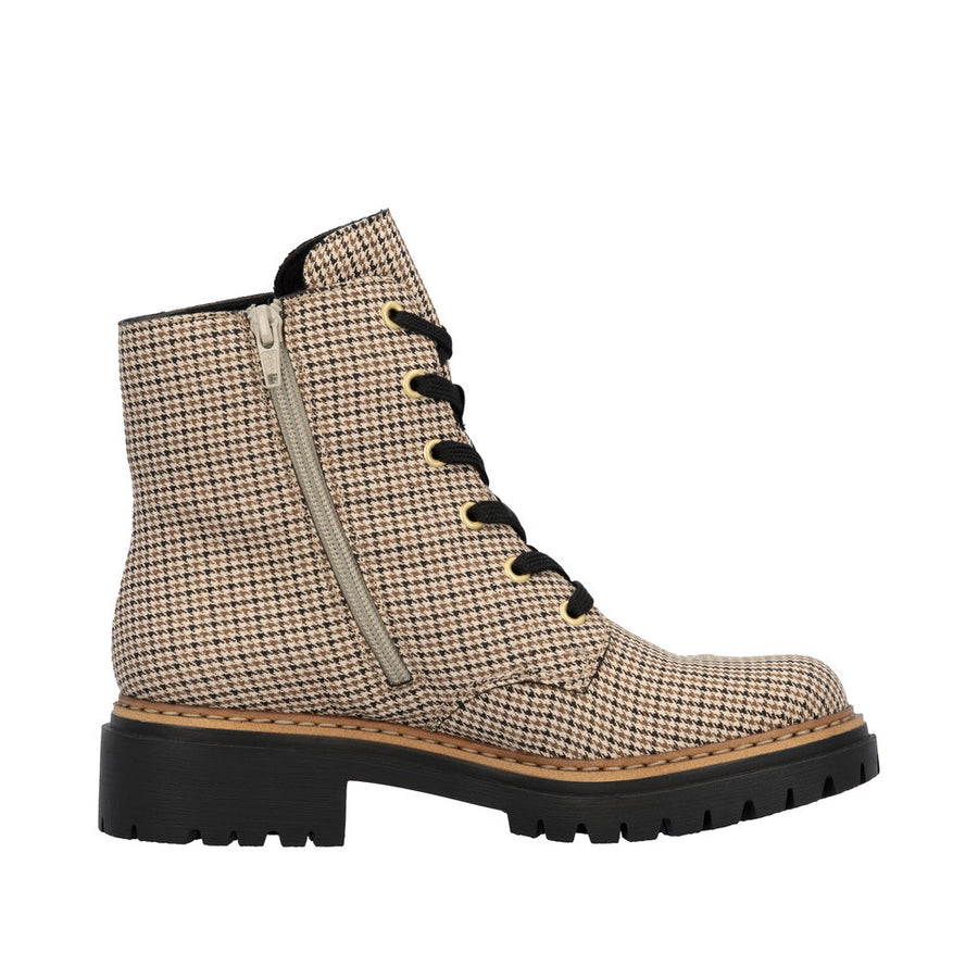 Rieker 72617-60 Beige Patterned Lace up Boots