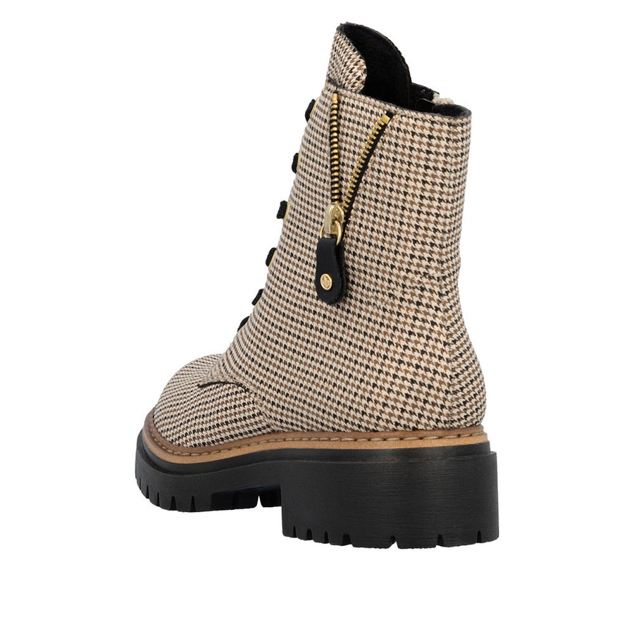 Rieker 72617-60 Beige Patterned Lace up Boots