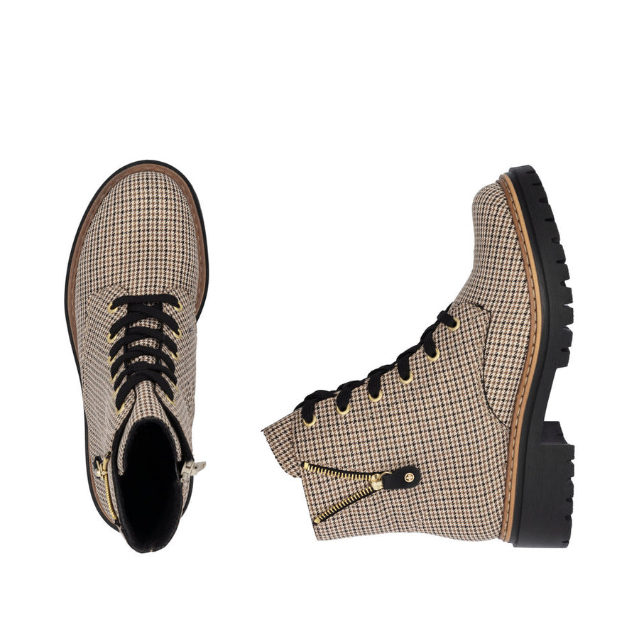 Rieker 72617-60 Beige Patterned Lace up Boots