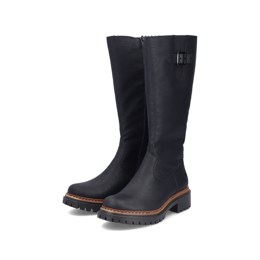 Rieker 72694-00 Womens Warm Lined Long Leg Black Boots