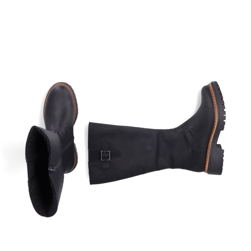 Rieker 72694-00 Womens Warm Lined Long Leg Black Boots