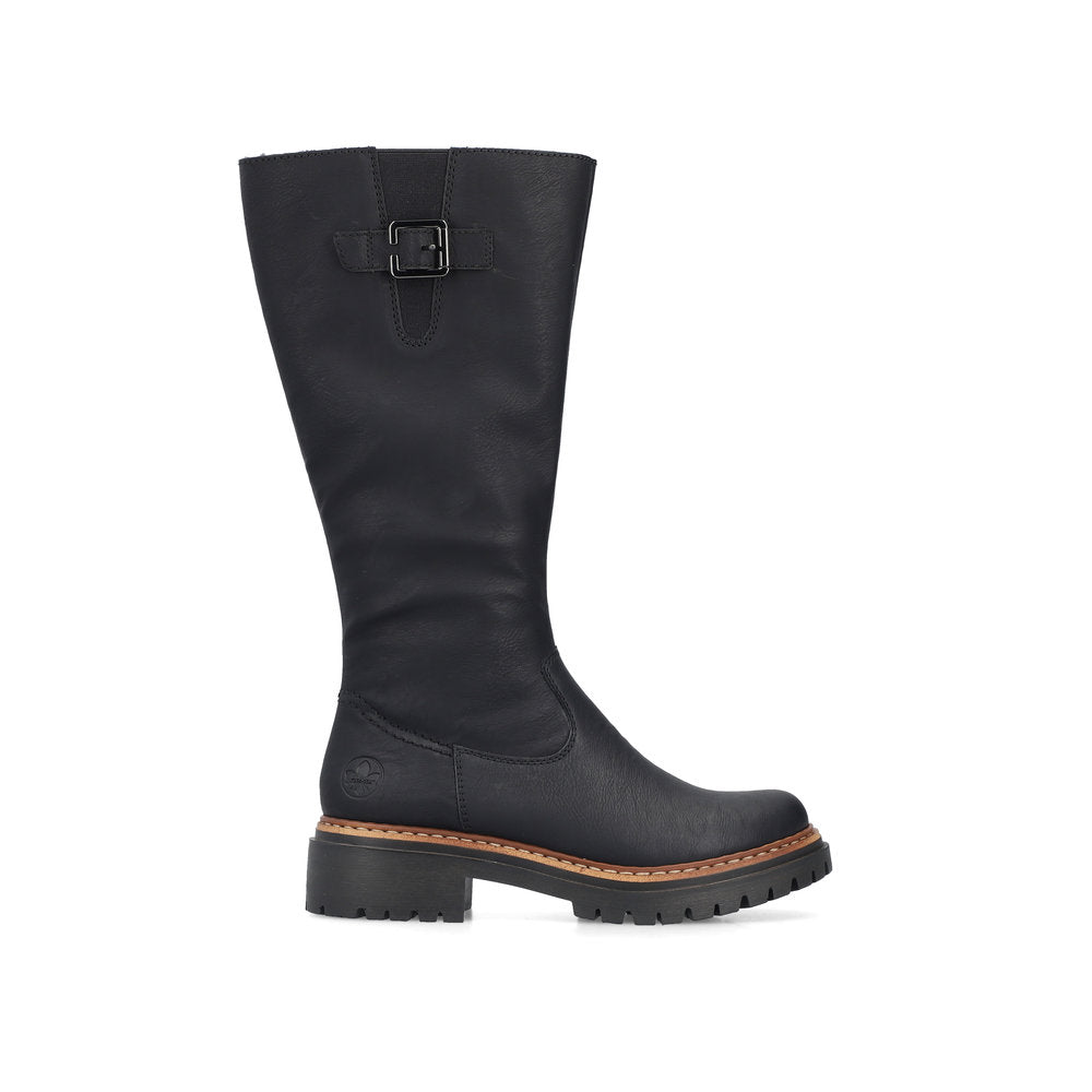 Rieker 72694-00 Womens Warm Lined Long Leg Black Boots