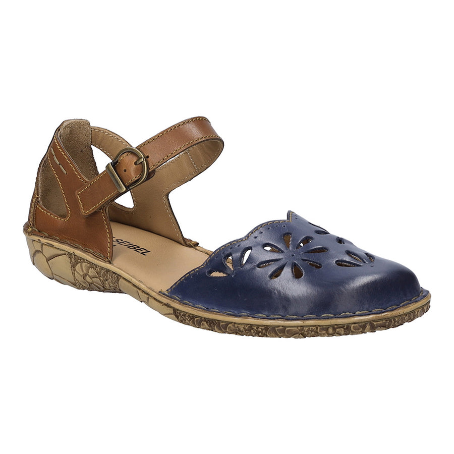 Josef Seibel Rosalie 04 Blue Brown Leather Sandals