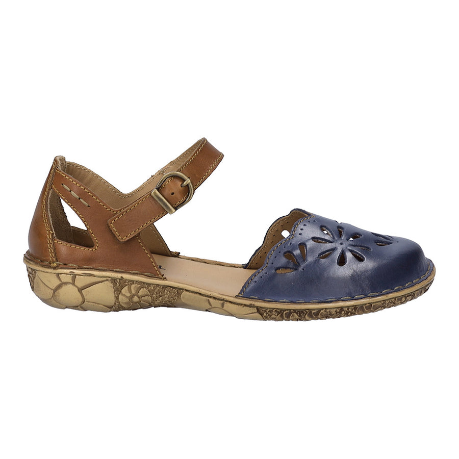 Josef Seibel Rosalie 04 Blue Brown Leather Sandals
