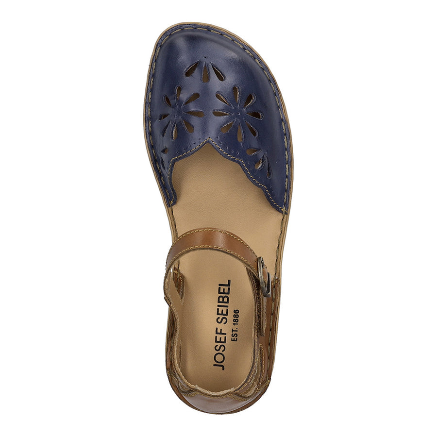 Josef Seibel Rosalie 04 Blue Brown Leather Sandals
