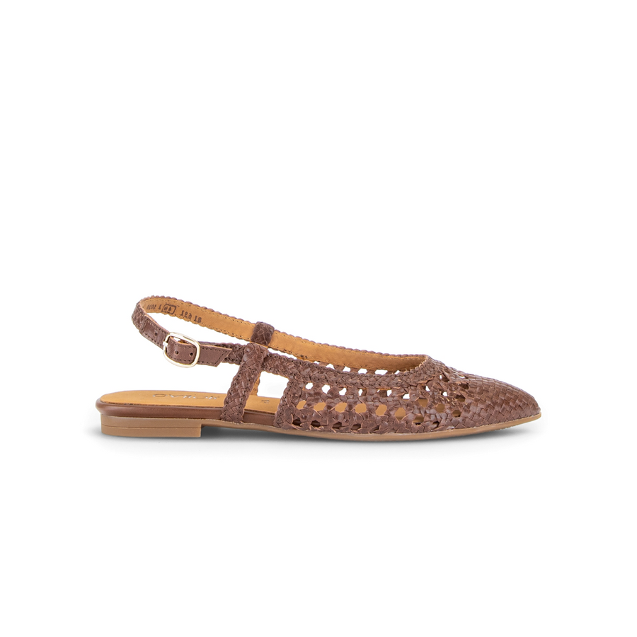 Gabor Medusa 81.631.28 Coffee Leather Braid Sling Back Shoes