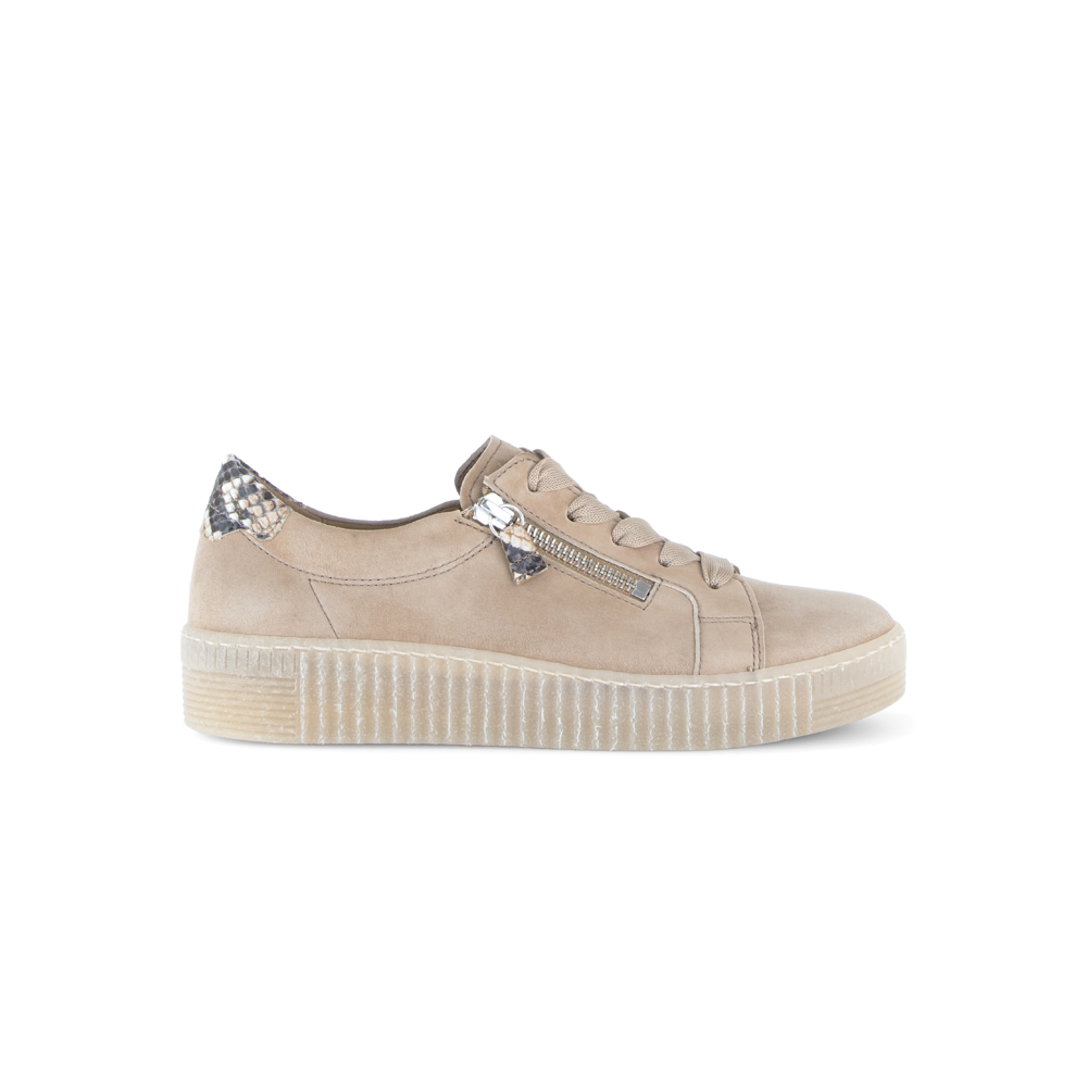 Gabor Wisdom 83.334.14 Sand/Python Suede Double Zip Sneakers