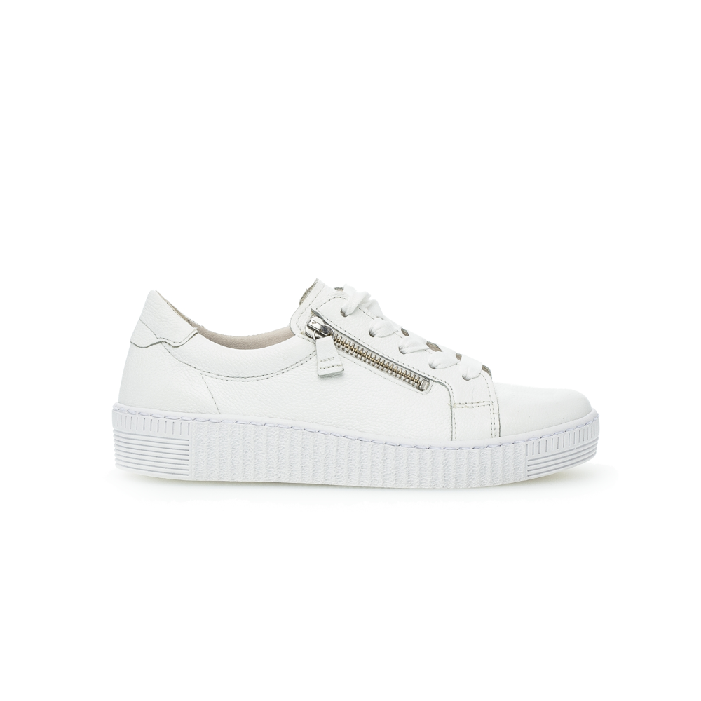 Gabor Wisdom 83.334.21 White Leather Double Zip Sneakers