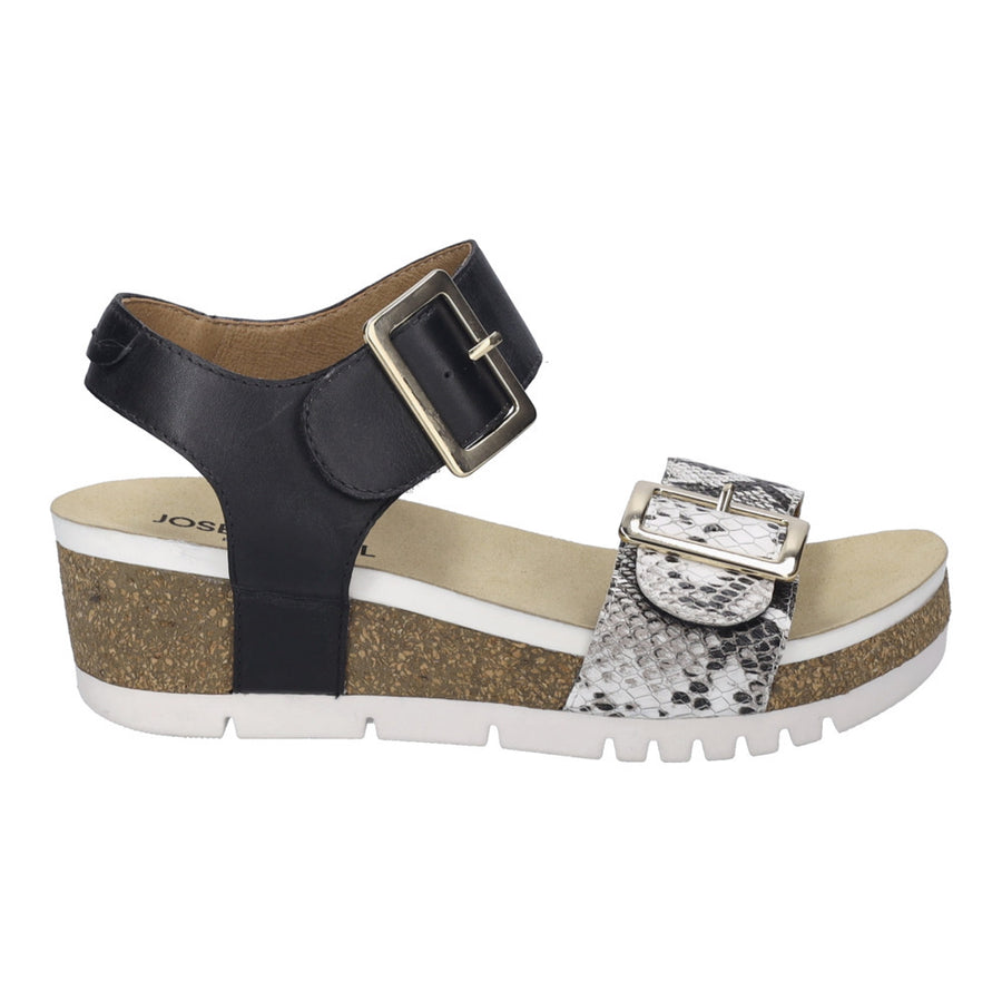 Josef Seibel Quinn 02 Black Microfiber Sandals