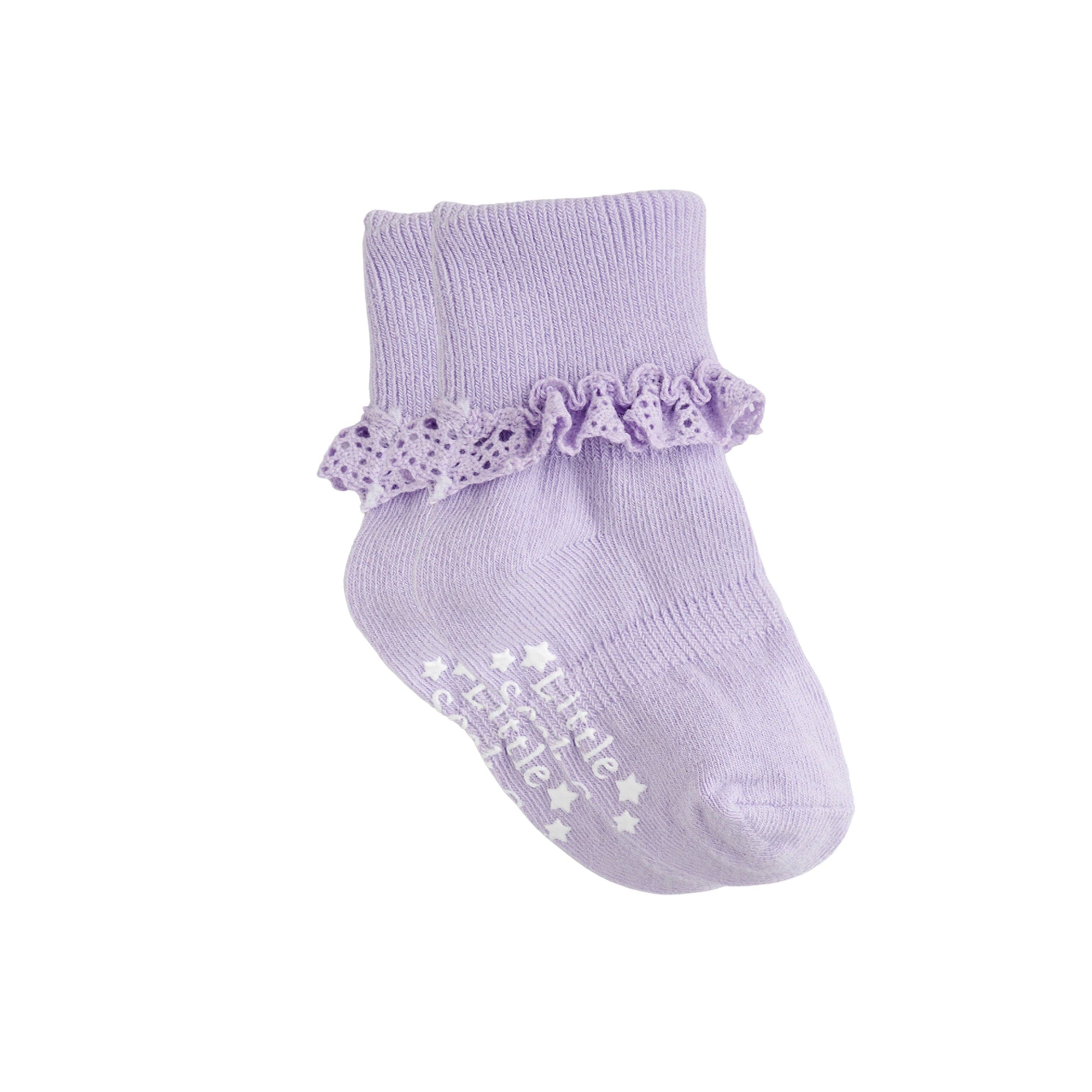 The Little Sock Company Frilly Non-Slip Stay-On Baby and Toddler Socks - Amethyst