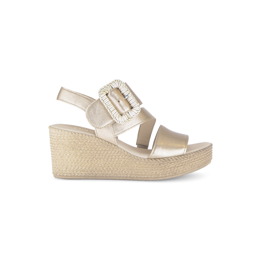 Gabor Embrace 84.771.62 Champagne Metallic Wedge Sandals