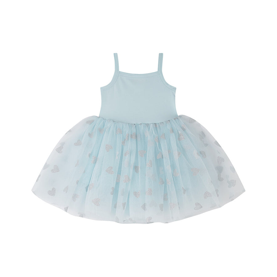 Bob and Blossom Dress D54 Sky Blue Silver Glitter Hearts