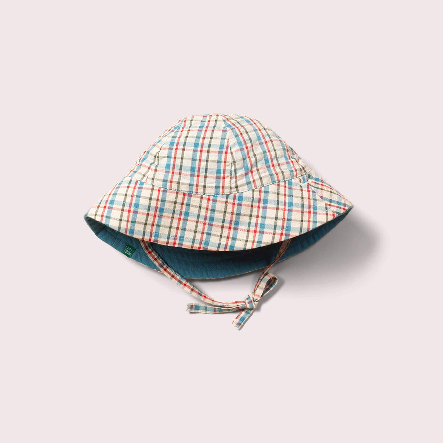 Little Green Radicals Checked Seersucker Reversible Sunhat