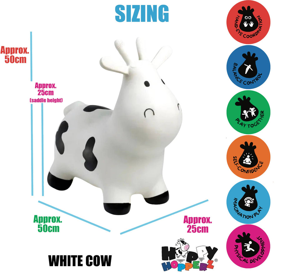 Happy Hopperz WHITE COW- Space Hopper For Little People