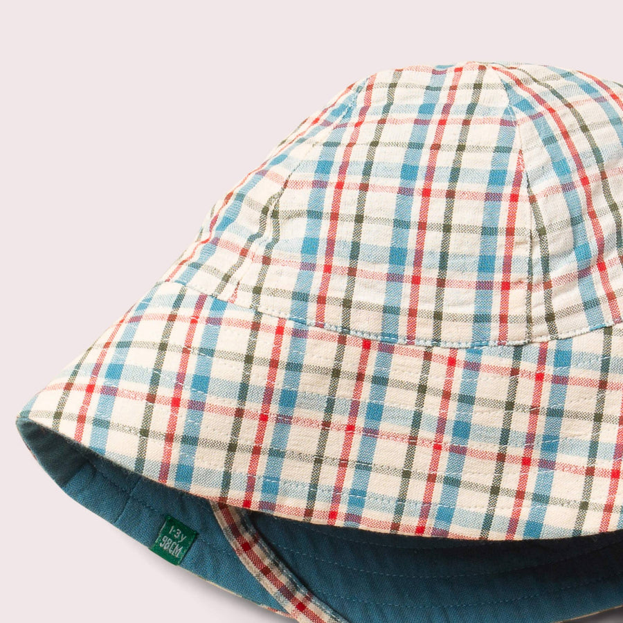 Little Green Radicals Checked Seersucker Reversible Sunhat