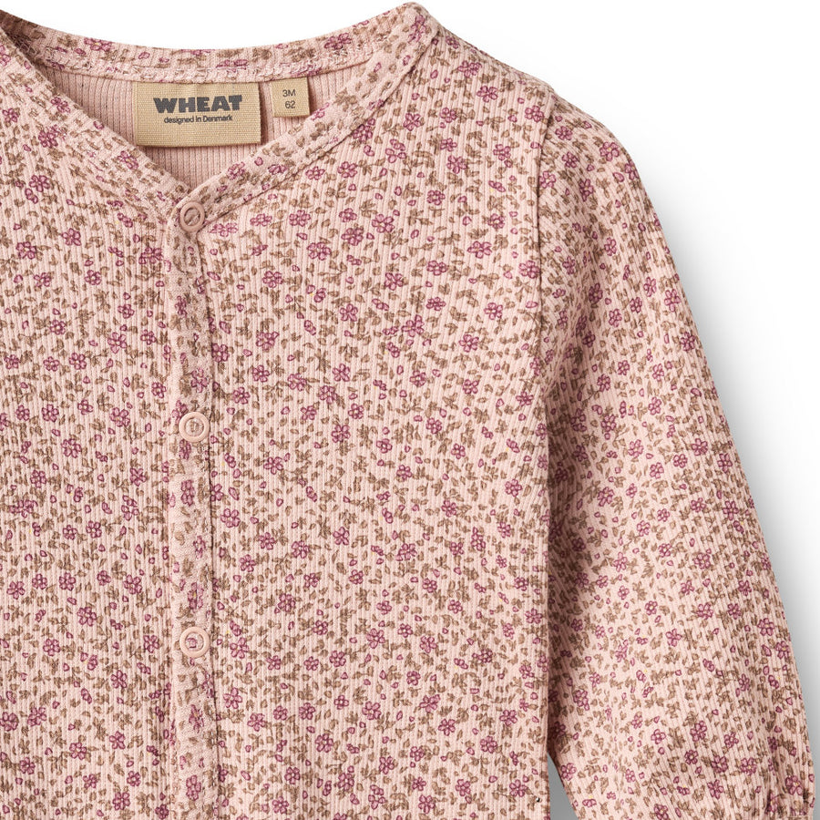 Wheat 9325-178a-GOTS Jumpsuit L/S Felizia 9898 Dime Rose Small Flowers