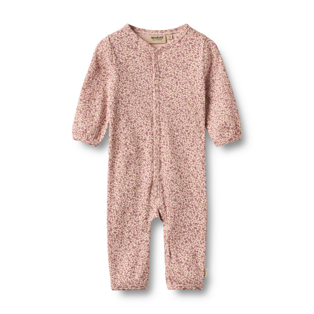 Wheat 9325-178a-GOTS Jumpsuit L/S Felizia 9898 Dime Rose Small Flowers