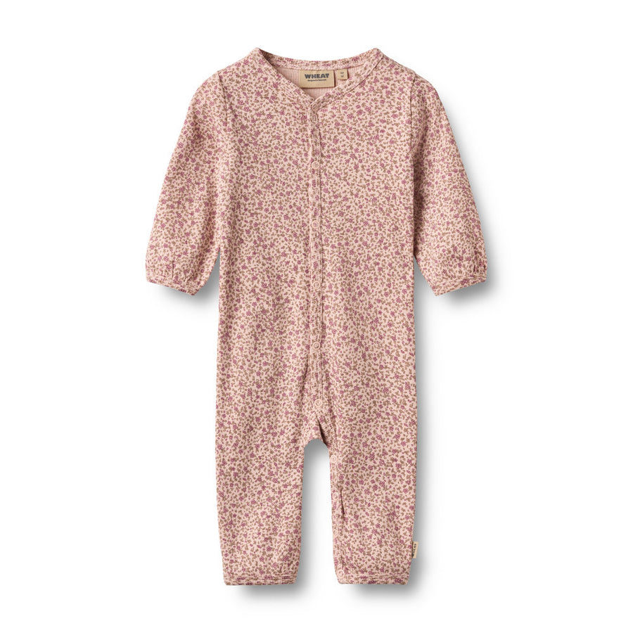 Wheat 9325-178a-GOTS Jumpsuit L/S Felizia 9898 Dime Rose Small Flowers