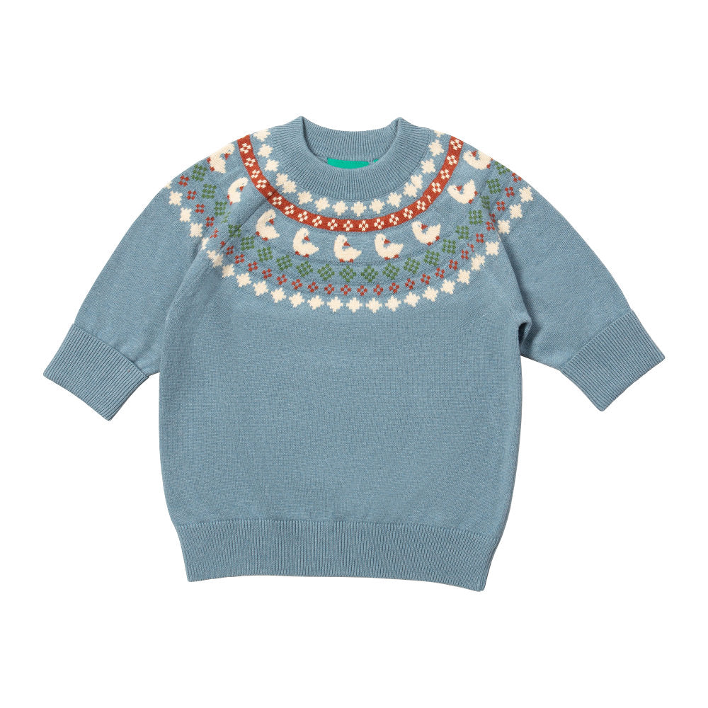 Little Green Radicals Little Ducks Fairisle Knitted Jumper Blue