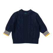 Little Green Radicals Navy Aran Knitted Jumper Navy