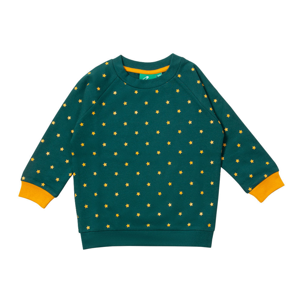 Little Green Radicals Golden Stars Raglan Sweatshirt Green