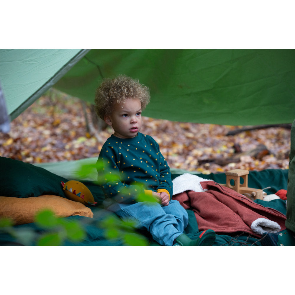 Little Green Radicals Golden Stars Raglan Sweatshirt Green