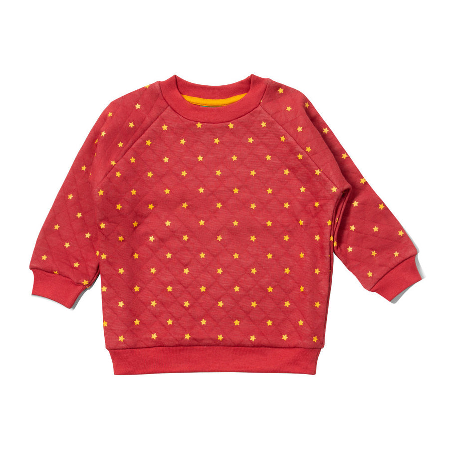 Little Green Radicals Red Stars Quilted Sweatshirt Red