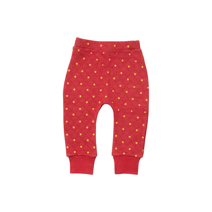 Little Green Radicals Red Stars Quilted Joggers Red
