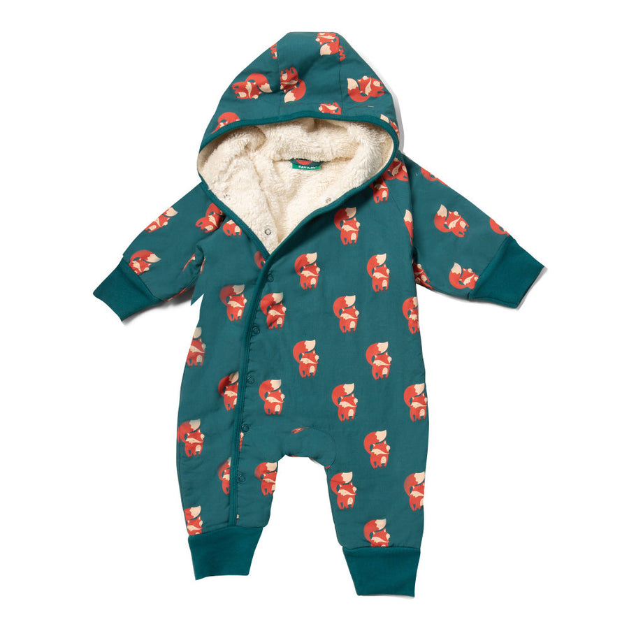 Little Green Radicals Red Foxes Sherpa Lined Snowsuit Blue