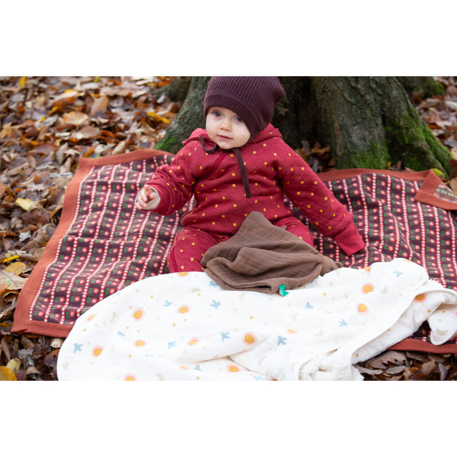 Little Green Radicals Red Stars Hooded Snug Suit Red