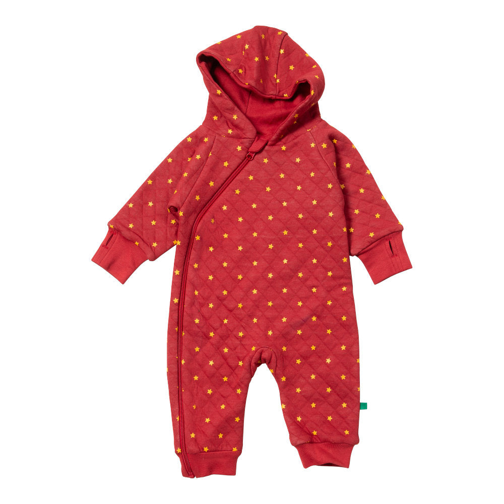 Little Green Radicals Red Stars Hooded Snug Suit Red