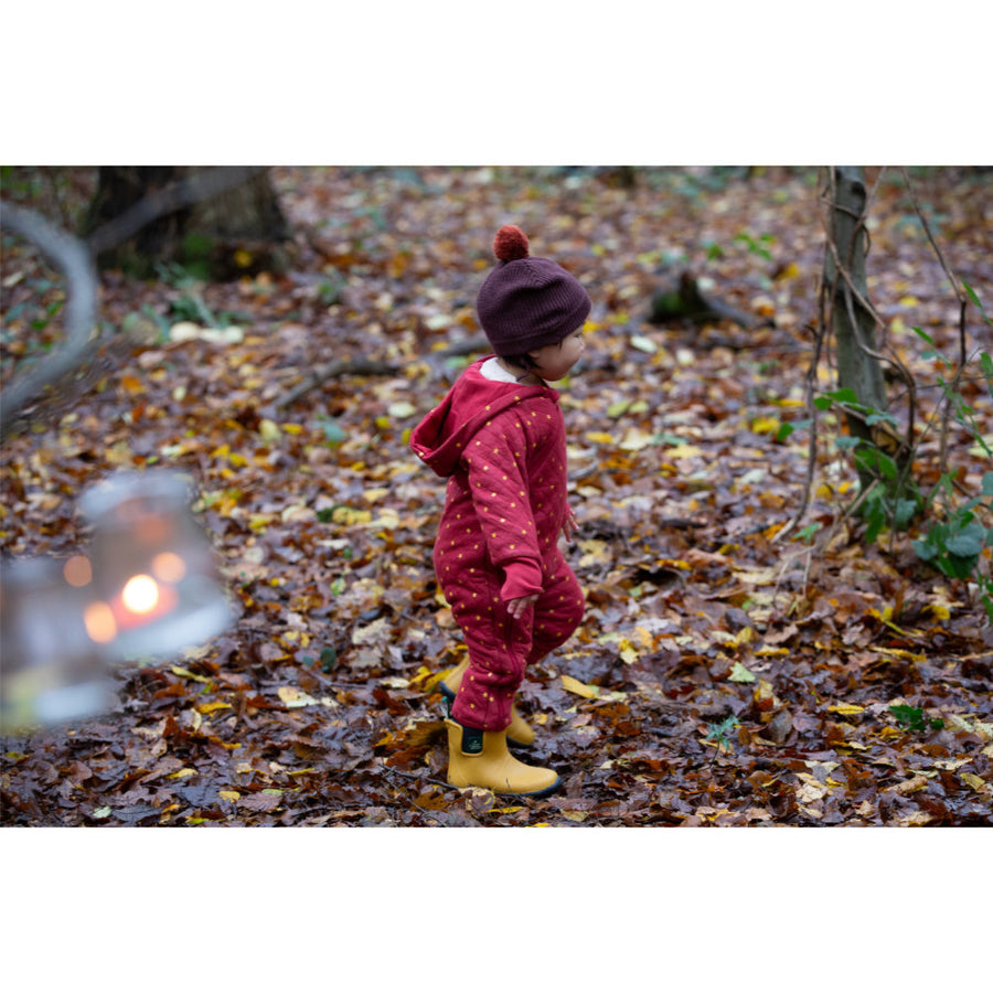 Little Green Radicals Red Stars Hooded Snug Suit Red