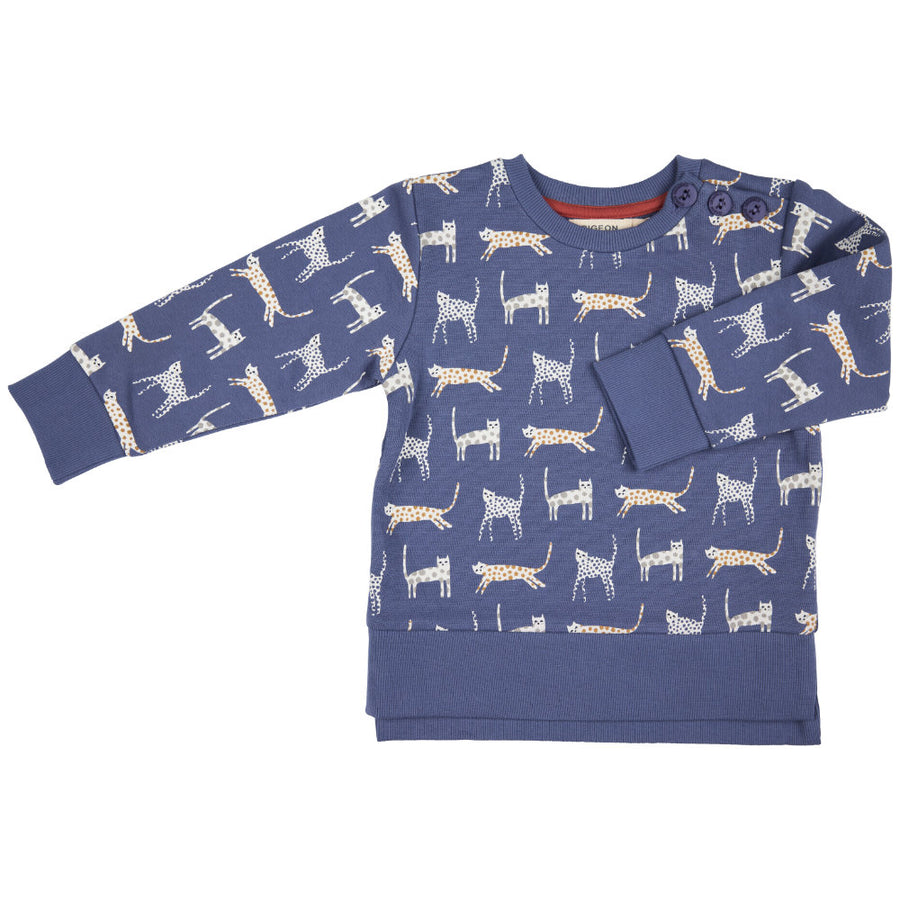 Pigeon Organics Cat Sweatshirt, Cats - Blue