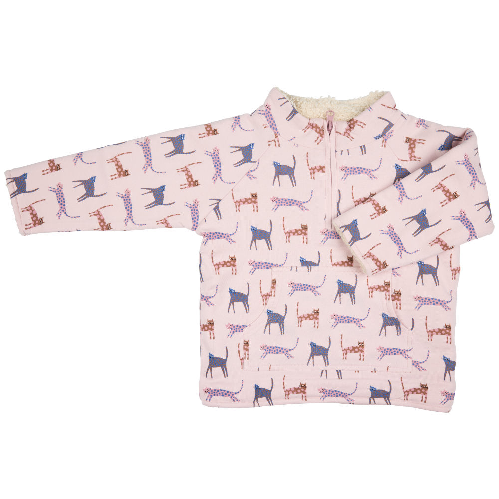 Pigeon Organics Fleece-Lined Top (Aop), Cats - Pink
