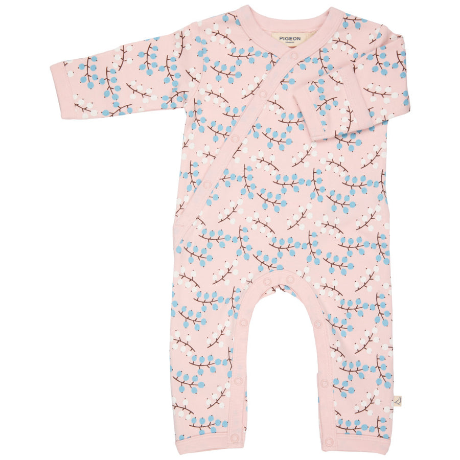 Pigeon Organics Kimono Romper (Aop), Winter Berry