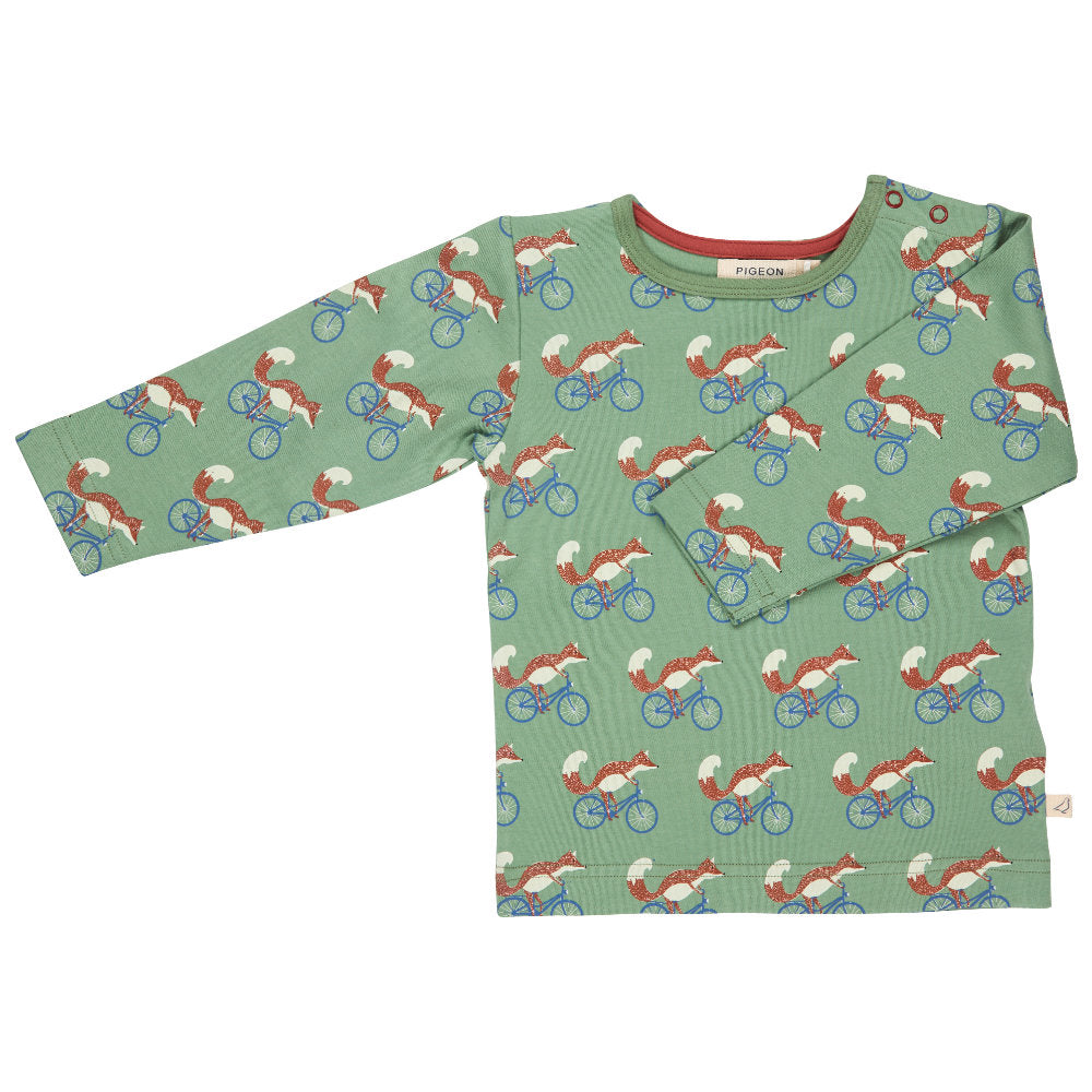 Pigeon Organics T-Shirt (Aop), Cycling Fox - Green