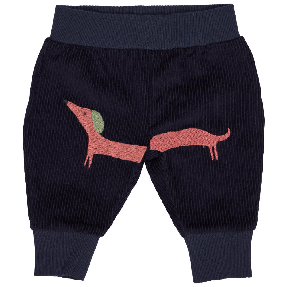 Pigeon Organics Baby Cord Trousers (Embroidered) - Navy