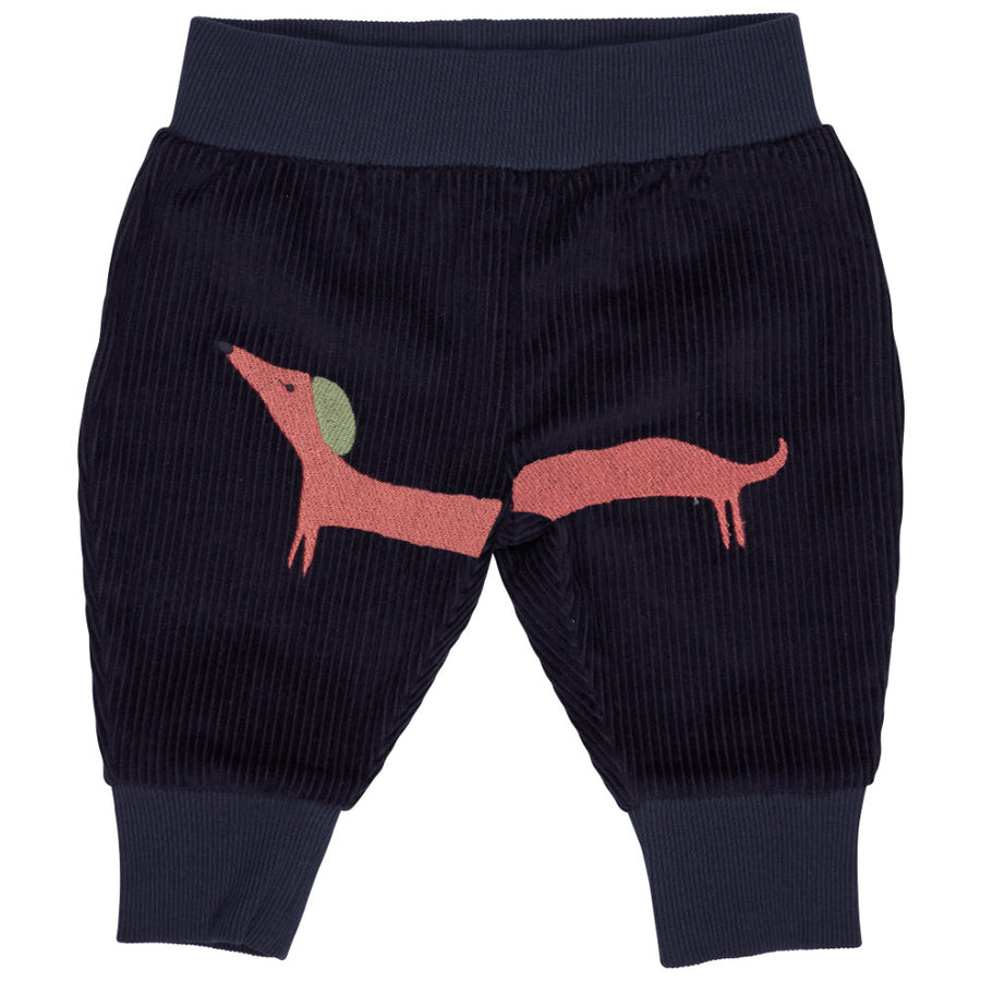 Pigeon Organics Baby Cord Trousers (Embroidered) - Navy