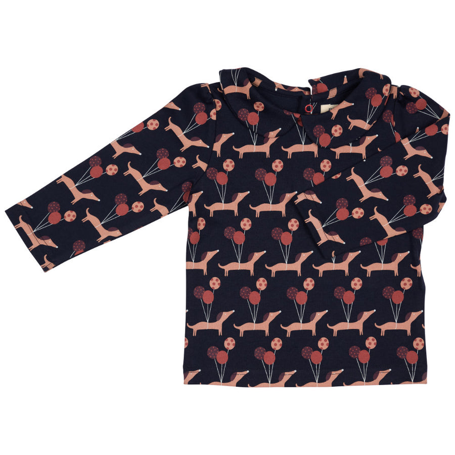 Pigeon Organics Peter Pan Collar Blouse - Sausage Dogs - Navy