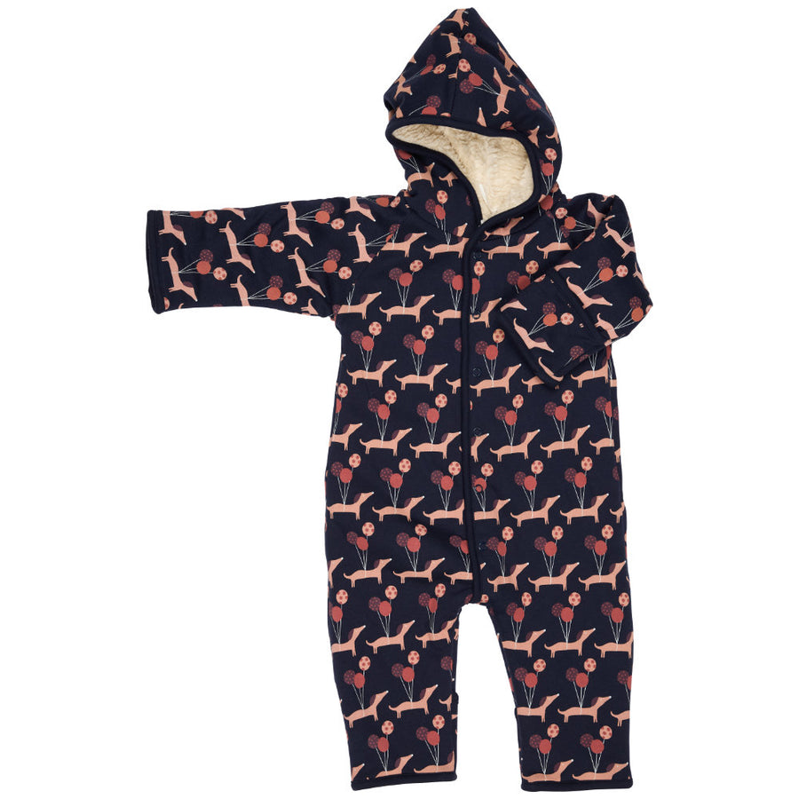 Pigeon Organics Snuggle Suit (Aop) - Sausage Dogs - Navy