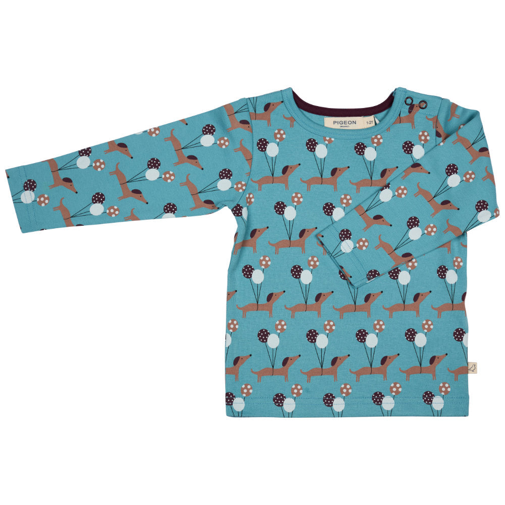 Pigeon Organics T-Shirt (Aop) - Sausage Dogs - Blue