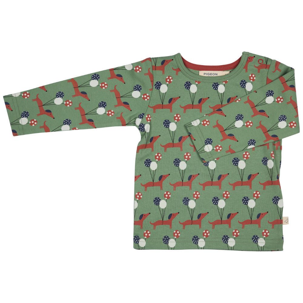 Pigeon Organics T-Shirt (Aop) - Sausage Dogs - Green