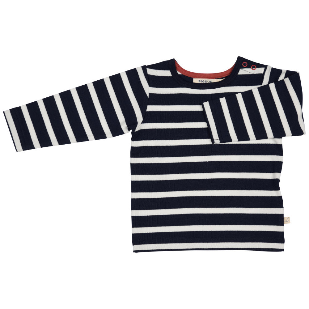 Pigeon Organics T-Shirt (Breton Stripe) - Navy/White