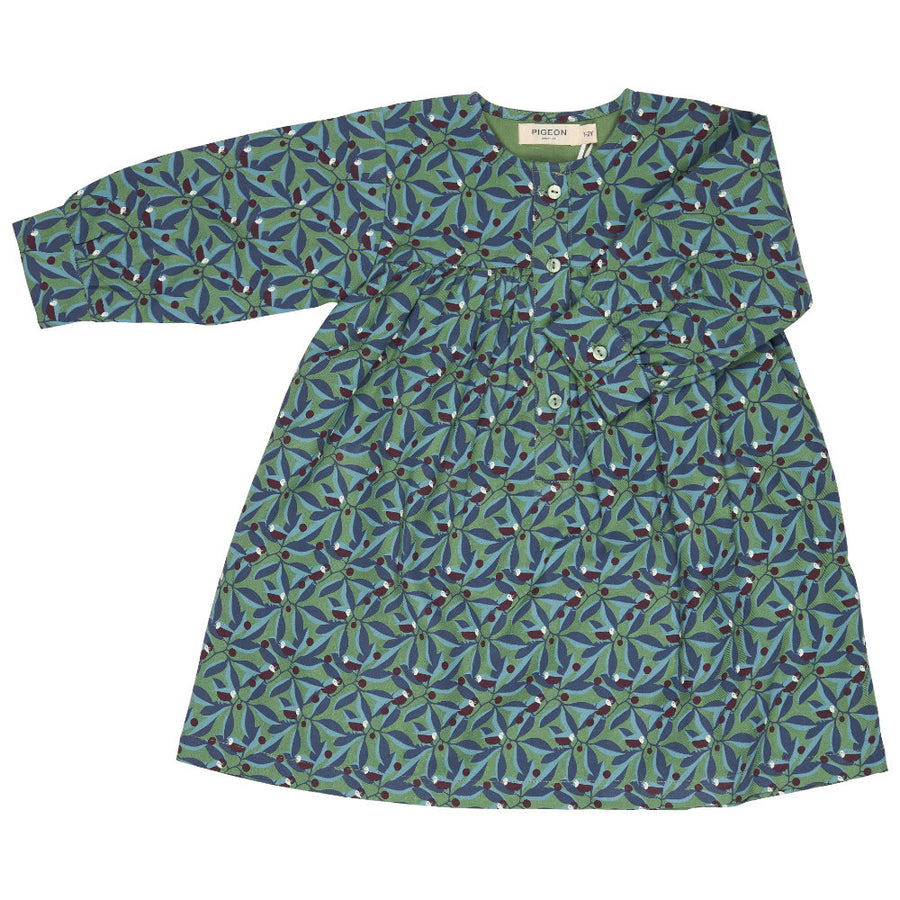 Pigeon Organics Yoke Dress - Birds - Green