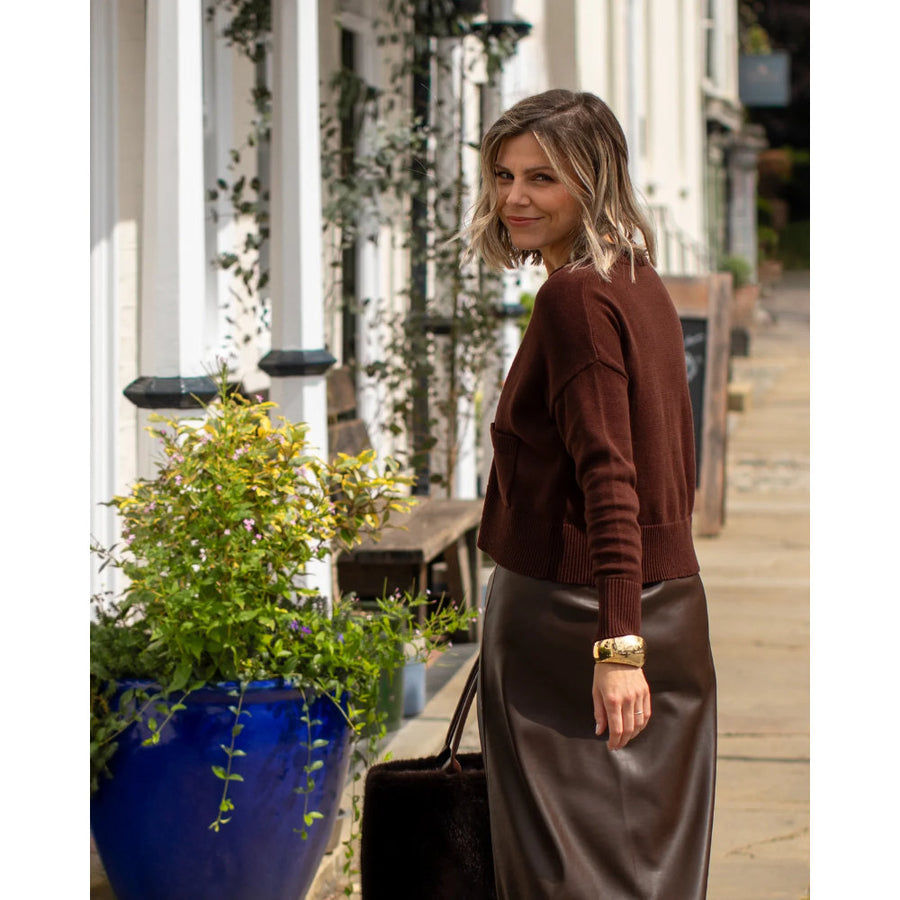 Chalk Andrea Cardigan - Chocolate