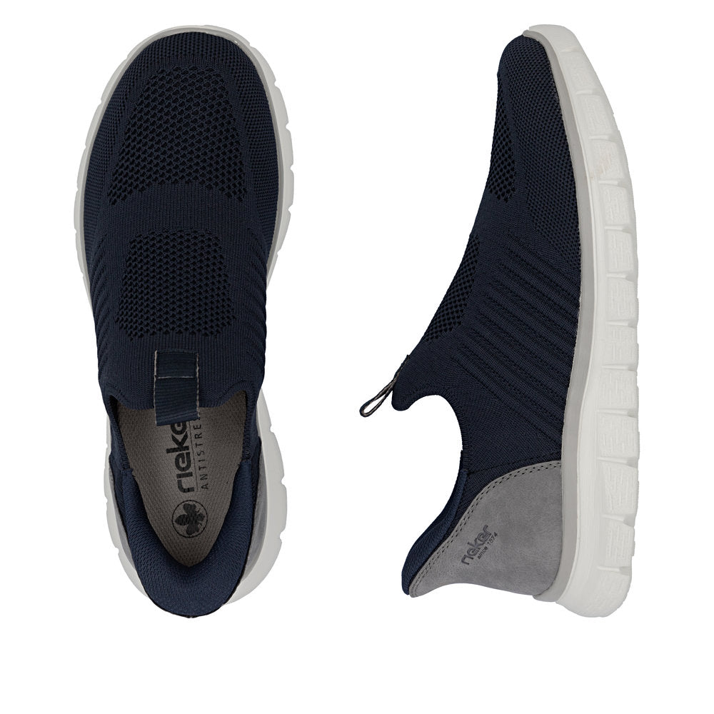 Rieker B6659-15 Mens Navy Knit Slip-in Shoes