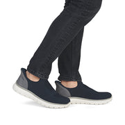Rieker B6659-15 Mens Navy Knit Slip-in Shoes