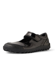 Bobux Hula Kid Plus Black Patent BAREFOOT School Shoes